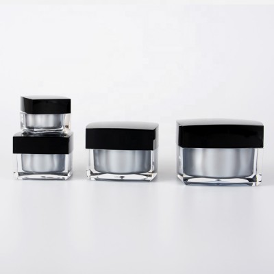 5ml 10ml 15ml 30 ml 50 ml 100ml 1oz 1.7 oz 2oz cosmetic  square  black plastic luxury empty cosmetic jars luxury acrylic jar