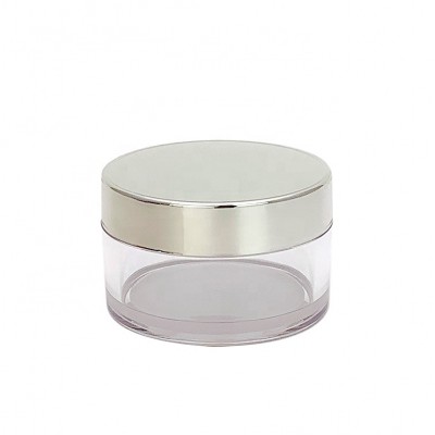 2 oz 60ml clear body silver cap cylinder empty cosmetic plastic container PETG jar acrylic nail powder container