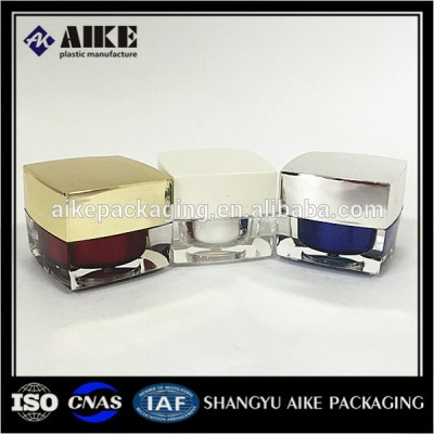 Hot sell packaging square shape cosmetic jar 3g 5g 10g 15g 30g 50g mini acrylic jars